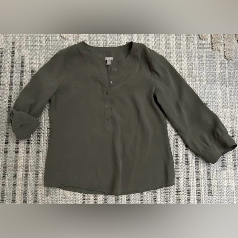 Chico’s green henley blouse plus size 2
